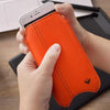iPhone 6/6s Plus Case in Orange Vegan Leather | Screen Cleaning Sanitizing Lining.