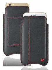 iPhone 6/6s Plus Pouch Wallet Case in Black Leather | Screen Cleaning Sanitizing Lining.