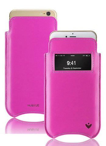 iPhone 6/6s Plus Sleeve Case in Pink Napa Leather | Screen Cleaning Sanitizing Lining | smart window