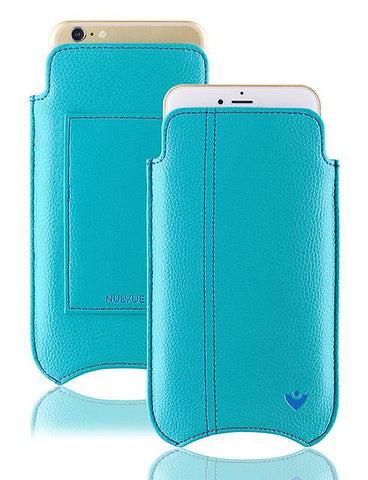 iPhone 8 Plus / 7 Plus Sleeve Wallet Case in Blue Faux Leather | Screen Cleaning Sanitizing Lining.