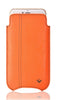 iPhone SE-2 Pouch Case in Orange Faux Leather | Screen Cleaning and Sanitizing Lining