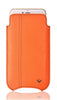 iPhone 8 / 7 Pouch Case in Orange Faux Leather | Screen Cleaning and Sanitizing Lining