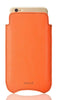 iPhone 8 / 7 Pouch Case in Orange Faux Leather | Screen Cleaning and Sanitizing Lining