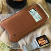 iPhone 6/6s Plus Sleeve Case in Tan Napa Leather | Screen Cleaning Sanitizing Lining | smart window