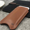 iPhone SE-2 Sleeve Case in Tan Napa Leather | Screen Cleaning and Sanitizing Lining.