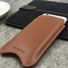 iPhone SE-2 Sleeve Case in Tan Napa Leather | Screen Cleaning and Sanitizing Lining.