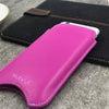iPhone SE-2 Pouch Case in Pink Napa Leather | Screen Cleaning and Sanitizing Lining.