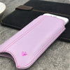 iPhone SE-2 Pouch Case in Purple Faux Leather | Screen Cleaning and Sanitizing Lining.