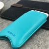 iPhone 8 Plus / 7 Plus Sleeve Case in Blue Faux Leather | Screen Cleaning Sanitizing Lining.