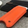 iPhone 6/6s Plus Case in Orange Vegan Leather | Screen Cleaning Sanitizing Lining.