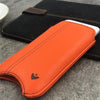 iPhone SE-2 Pouch Case in Orange Faux Leather | Screen Cleaning and Sanitizing Lining