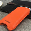 iPhone 6/6s Plus Sleeve in Orange Vegan Leather | Screen Cleaning Sanitizing Case | smart window