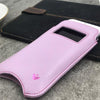 iPhone 8 / 7 Pouch Case in Purple Faux Leather | Screen Cleaning and Sanitizing Lining | Smart Window .