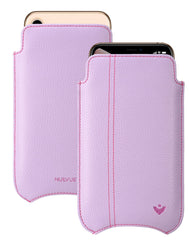 NueVue iPhone 11/iPhone XR Case Faux Leather | Sugar Purple | Sanitizing Screen Cleaning Case