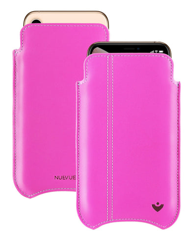 NueVue iPhone 11/iPhone XR Case Napa Leather | Hot Pink | Screen Cleaning Sanitizing Case