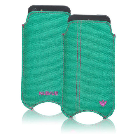 iPhone SE, 5 Pouch Case in Aqua Green Canvas | Screen Cleaning Protective Sanitizing Lining