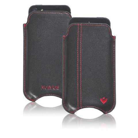 iPhone SE, 5 Sleeve Case in Black Napa Leather | Screen Cleaning Sanitizing Lining.