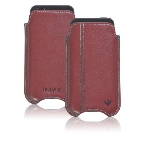 iPhone SE, 5s Pouch Case in Burgundy Napa Leather | Screen Cleaning Sanitizing Lining.