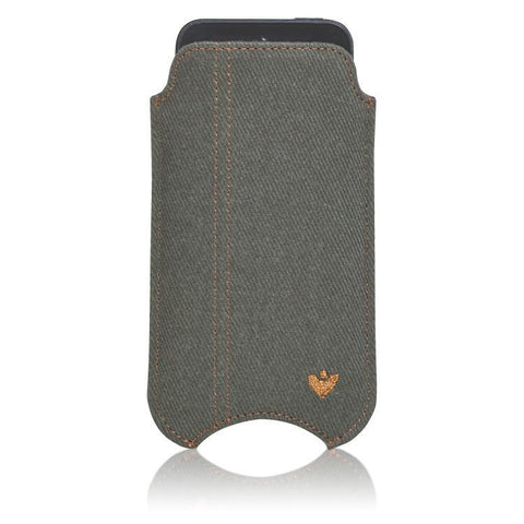 iPhone SE, 5 Sleeve Case in Green Cotton Twill | Screen Cleaning antimicrobial lining.